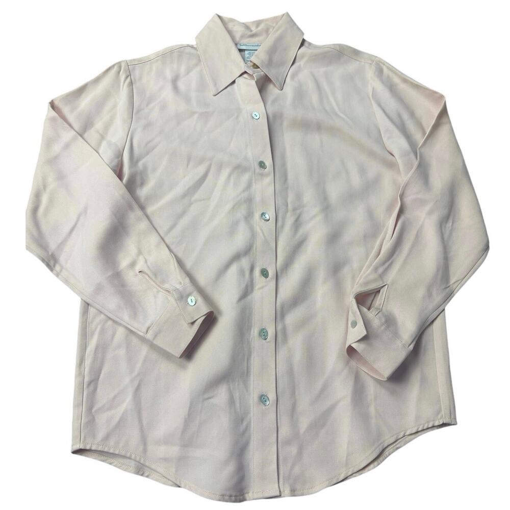 Soft Surroundings XS Petite Pink Button Front Long Sleeve Blouse Lyocell